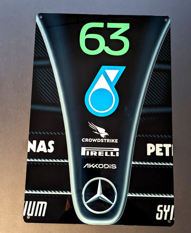 Mercedes F1 Formula One George Russel 62 Metal Wall Sign Art Man Cave bar Office