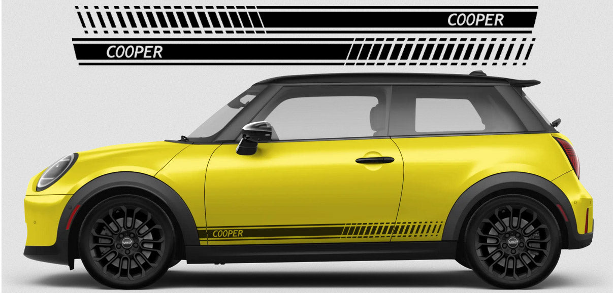 Mini Cooper side decal vinyl graphic stripes