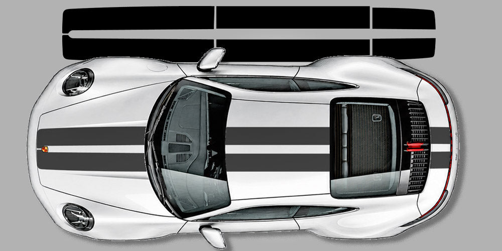 Porsche 911 992 Center top stripe vinyl decal factory variation