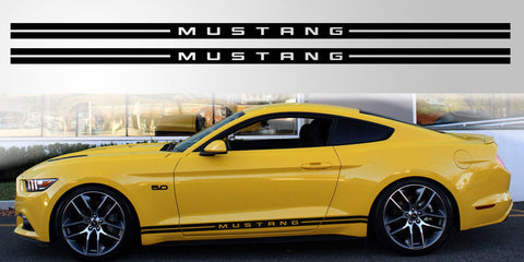 Mustang lettered double stripe vinyl decal graphic