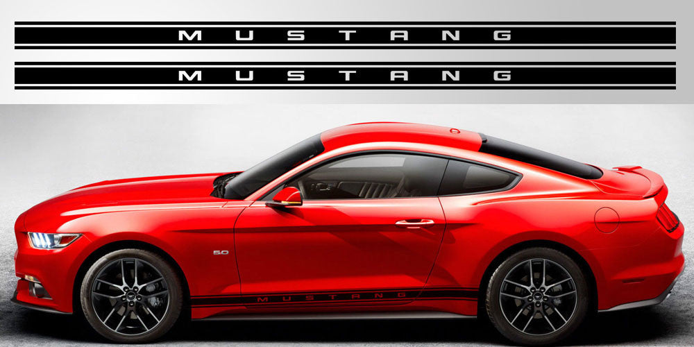 Mustang lettered triple stripe decal